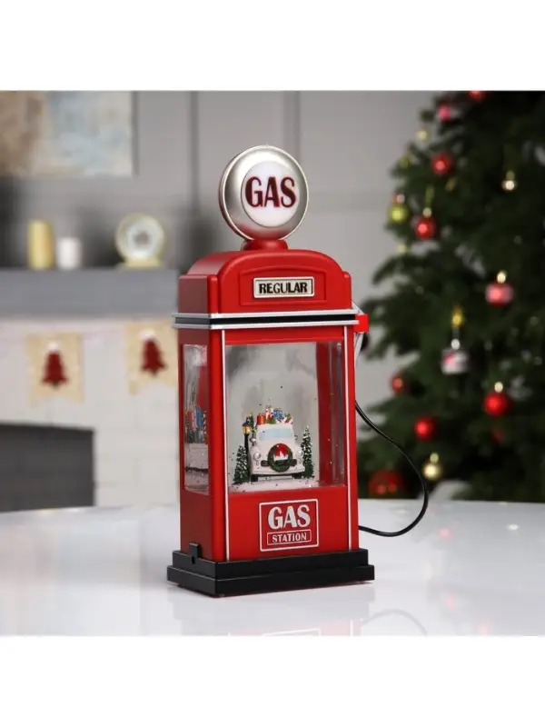 Светодиодная фигура &laquo;Бензоколонка&raquo; 11.5&times;28&times;7.5 см, пластик, от батареек ААх3, USB, свечение тёплое белое