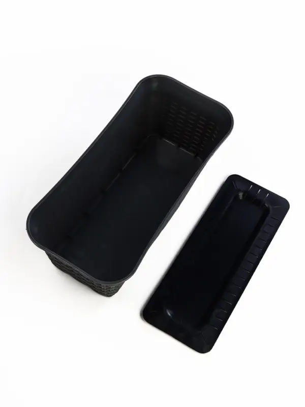 Ящик балконный для цветов &laquo;Ротанг&raquo;, 13 л, 43&times;20&times;14.5 см, с дренажной вставкой, пластиковый, серый