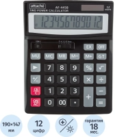 Калькулятор настольный ПОЛНОРАЗМЕРНЫЙ Attache AF-445B,12р,дв.пит,черный