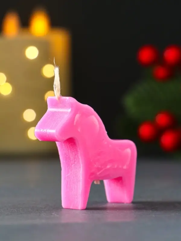 Свеча новогодняя "Лошадка мини" 55х50 мм, розовый