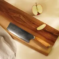 Нож кухонный SL Home &laquo;Оливия&raquo;, топорик, лезвие 17.78 см, дамасская сталь, коричневый