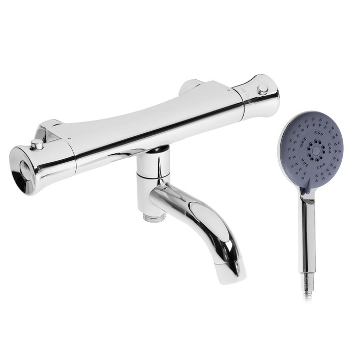 Смеситель для ванны ZEIN Z4482, термостатический, душевой набор, лейка 5 режимов, хром Смеситель для ванны ZEIN Z4482, термостатический, душевой набор, лейка 5 режимов, хром