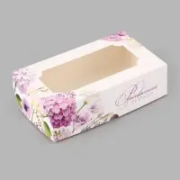 Коробка складная с окном,"Цветы",  25 х 15 х 7 см