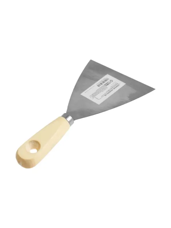 Шпатель малярный ТУНДРА, металлический, деревянная рукоятка, 100 мм