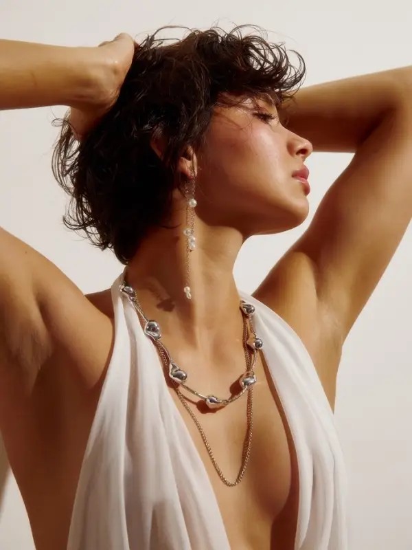 Колье цепочка &laquo;барокко&raquo;, 2 яруса, цвет серебро