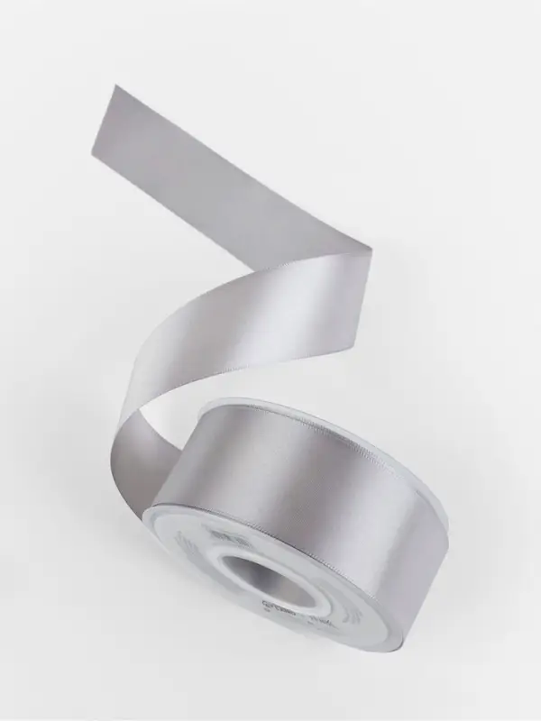 Лента атласная TEIRA, двухсторонняя, 38 мм, 25&plusmn;1 м, цвет серебряный №837