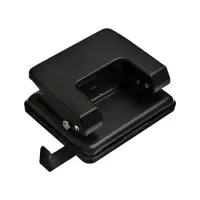 Дырокол металлический, 20 листов, OfficeSpace, линейка, черный