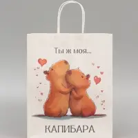 Пакет подарочный бумажный, &laquo;Моя Капибара&raquo;, 32&times;26&times;11 см