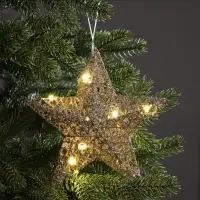 Подвеска световая &laquo;Звезда золотистая&raquo;, 20&times;20&times;5 см, 10 LED, от батареек AG13&times;3, свечение тёплое белое