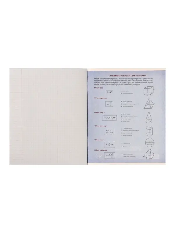 Тетрадь предметная 48 листов в клетку Calligrata «3D. Геометрия», серые листы