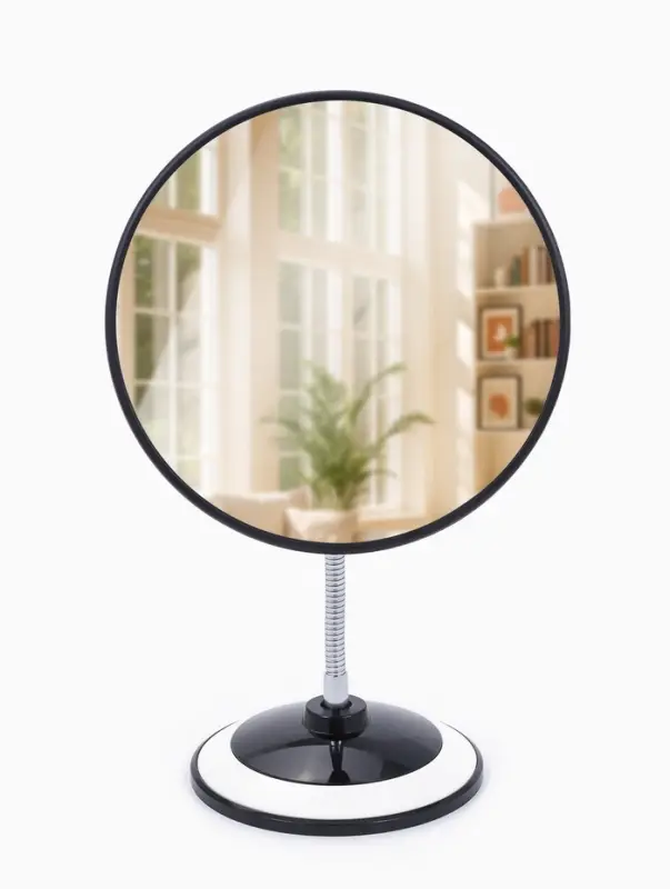 Зеркало настольное, круглое, на гибкой ножке, 17.5&times;27 см, (d=16.5 см), МИКС