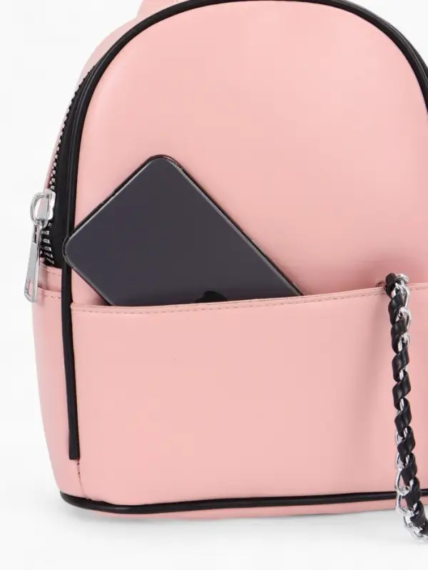 Рюкзак-мини женский на молнии, с карманом, размер 21&times;12&times;27 см, розовый