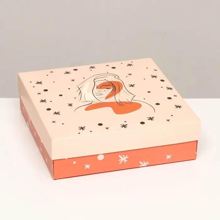 Коробка складная, Коробка складная, "Силуэт девушки" 20 х 20 х 6 см