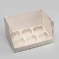 Коробка для 6 капкейков, белая 23.5&times;16&times;14 см