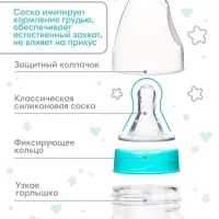 Бутылочка для кормления Крошка Я &laquo;Медвежонок Basic&raquo;, классическое горло, от 0 мес., 150 мл., белый/бирюзовый