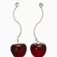 Серьги "Черешня", цвет бордовый в серебре Серьги "Черешня", цвет бордовый в серебре
