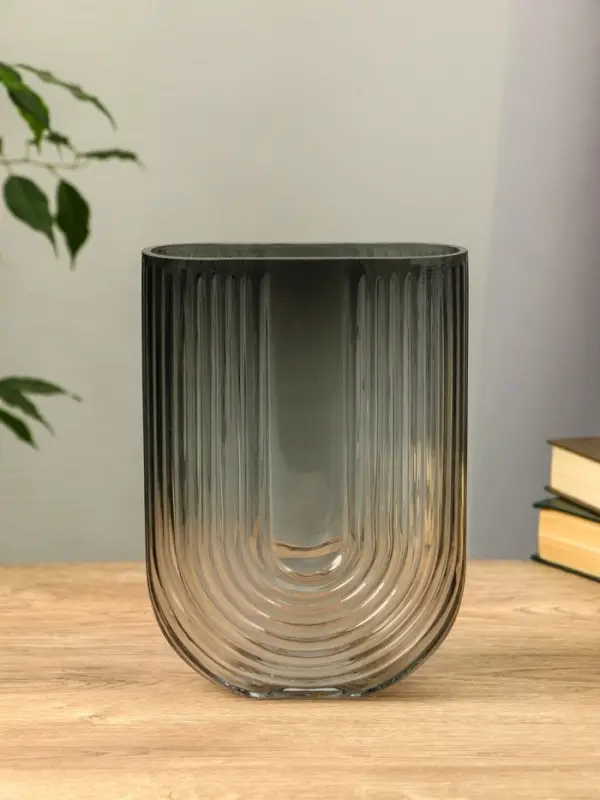 Ваза стекло настольная  Ваза стекло настольная "Айрис" 23,5х17х7 см, серый