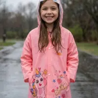 Дождевик детский, рост 120-130, розовый