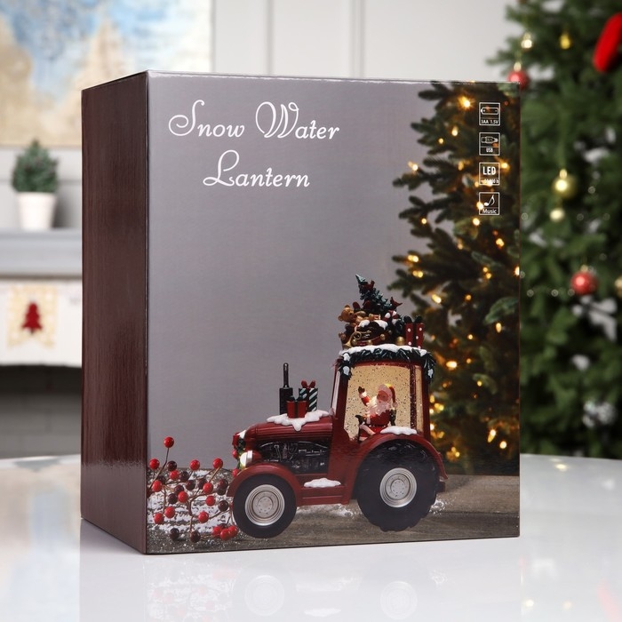 Фигура светодиодная «Праздничный трактор», 25х13х21 см, музыка, батарейки ААх3 (не в комплекте), USB, свечение тёплое белое Фигура светодиодная «Праздничный трактор», 25х13х21 см, музыка, батарейки ААх3 (не в комплекте), USB, свечение тёплое белое