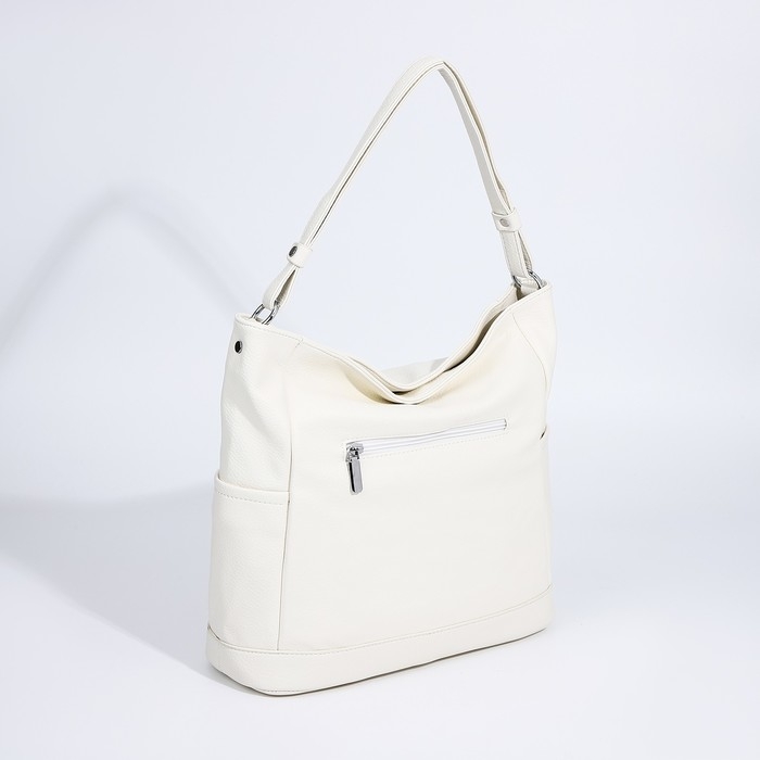 Сумка-тоут на молнии, 3 наружных кармана, цвет белый