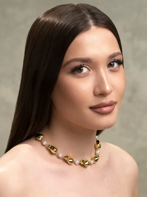 Бусы &laquo;Жемчуг Борокко&raquo;, белые в золоте, 40 см