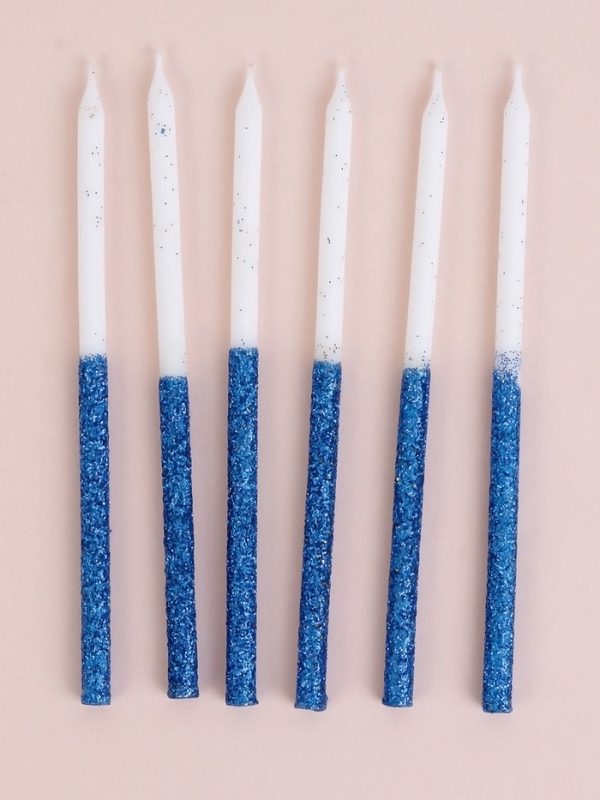 Свечи для торта Свечи для торта "Блестящее сияние", 6 шт, белые с голубым