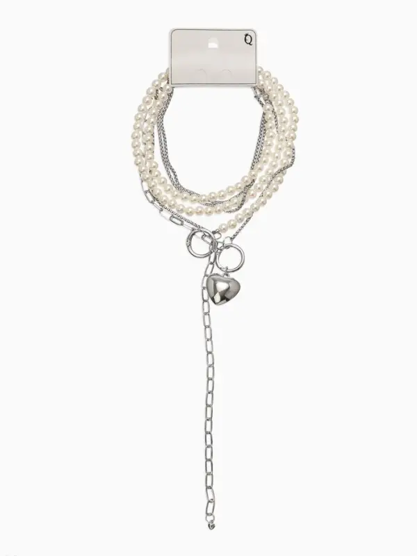 Бодичейн женская «Сердце на цепочке» с бусинами, 135 см, белый в серебре Бодичейн женская «Сердце на цепочке» с бусинами, 135 см, белый в серебре