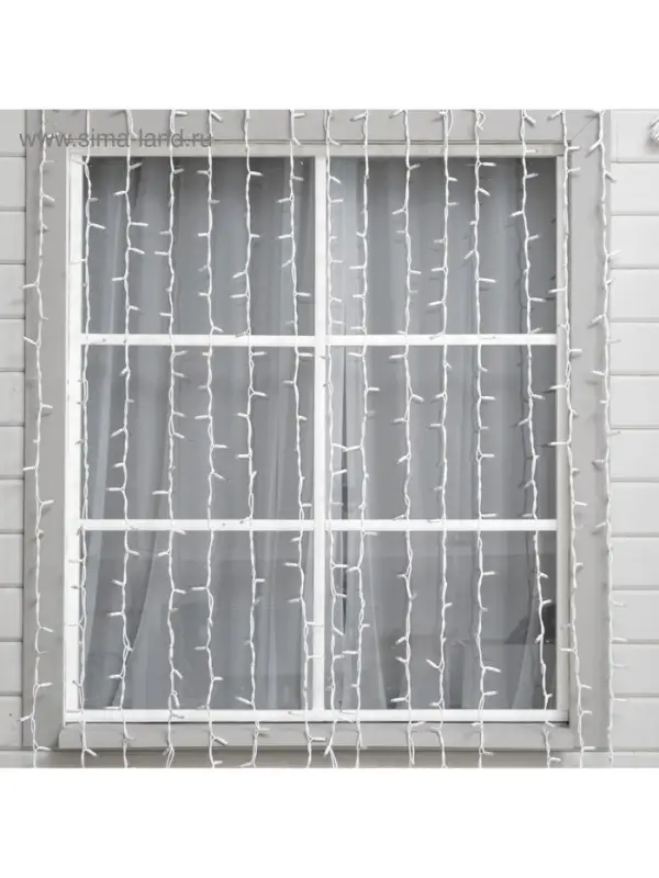 Гирлянда &laquo;Занавес&raquo; 2&times;3 м, IP65, УМС, белая нить каучук, 600 LED, свечение синее, 220 В