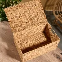 Корзинка прямоугольная с крышкой, 40×25×18 см, водный гиацинт Корзинка прямоугольная с крышкой, 40×25×18 см, водный гиацинт