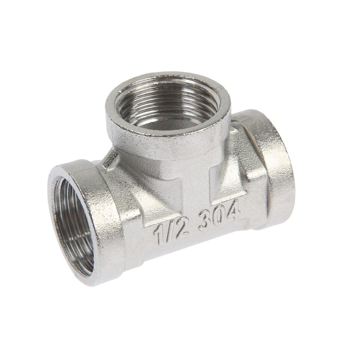 Тройник ZEIN engr, 1/2 Тройник ZEIN engr, 1/2", внутренняя резьба, нержавеющая сталь