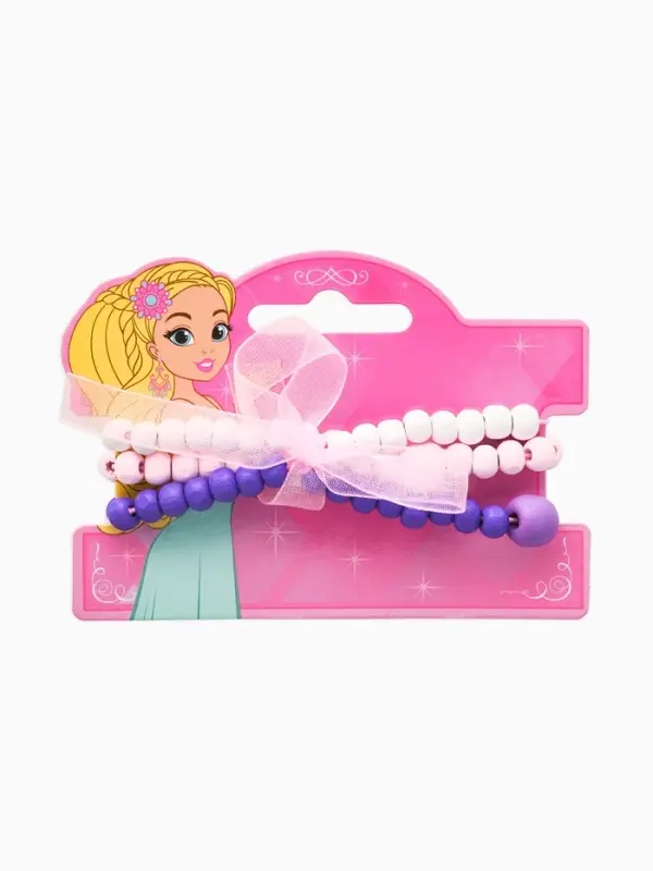 Набор детских браслетов 3шт. &laquo;Выбражулька&raquo; с бантом, цветок, d=6 см, бело-фиолетовый