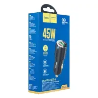 Переходник автомобильного зарядного устройства на 2 Type-C PD45W + USB QC3.0 NZ6 HOCO черный