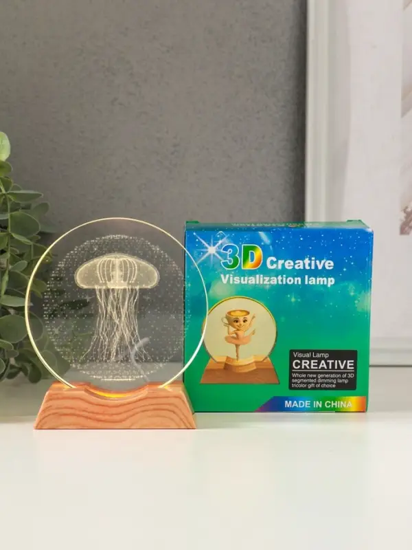 Сувенир стекло свет Сувенир стекло свет "Диск. Медуза" 5хLED d=10 см, USB 10х4х11,4 см