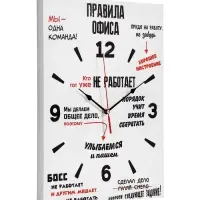 Часы - картина настенные интерьерные &laquo;Правила офиса&raquo;, 30&times;40 см, на холсте, бесшумные