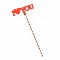 Топпер для торта деревянный I Love You, красный, 12&times;5 см