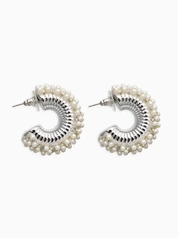 Серьги жемчуг "Россыпь", ссв, цвет белый в серебре