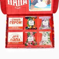 Чай подарочный &laquo;Папа может всё&raquo;: весовой чай 40 г (2 шт. &times; 20 г)., чай в пакетиках 21.6 (12 шт. &times; 1.8 г).