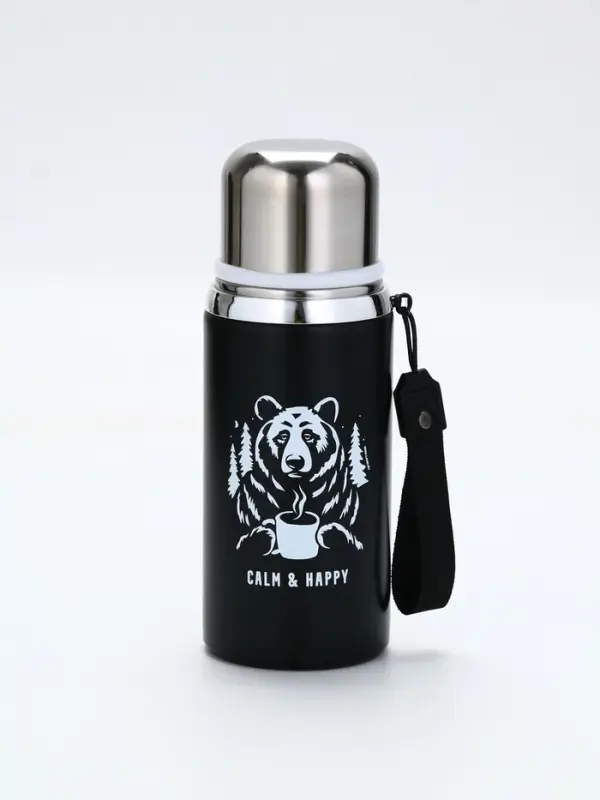 Термос Термос "Calm and happy", чёрный, 600мл