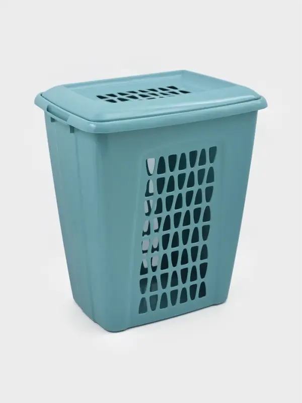 Корзина для белья с крышкой «Молетта», 60 л, 47.9×36.9×55 см, прямоугольная, бирюзовая Корзина для белья с крышкой «Молетта», 60 л, 47.9×36.9×55 см, прямоугольная, бирюзовая