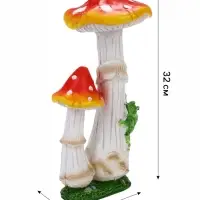 Садовая фигура из полистоуна &laquo;Мухомор с лягушкой&raquo;, 13&times;13&times;32 см