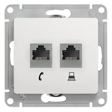 GLOSSA Розетка телефон/компьютер RJ11+RJ45 категория 5е в рамку белая