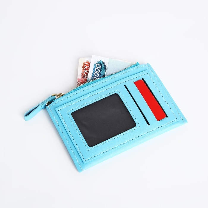 Картхолдер на молнии, цвет голубой Картхолдер на молнии, цвет голубой