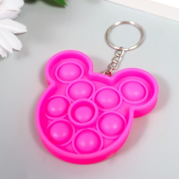 Брелок резина антистресс (бесконечная пупырка) Брелок резина антистресс (бесконечная пупырка) "Ушки" МИКС 7,1х7,9х1,3 см