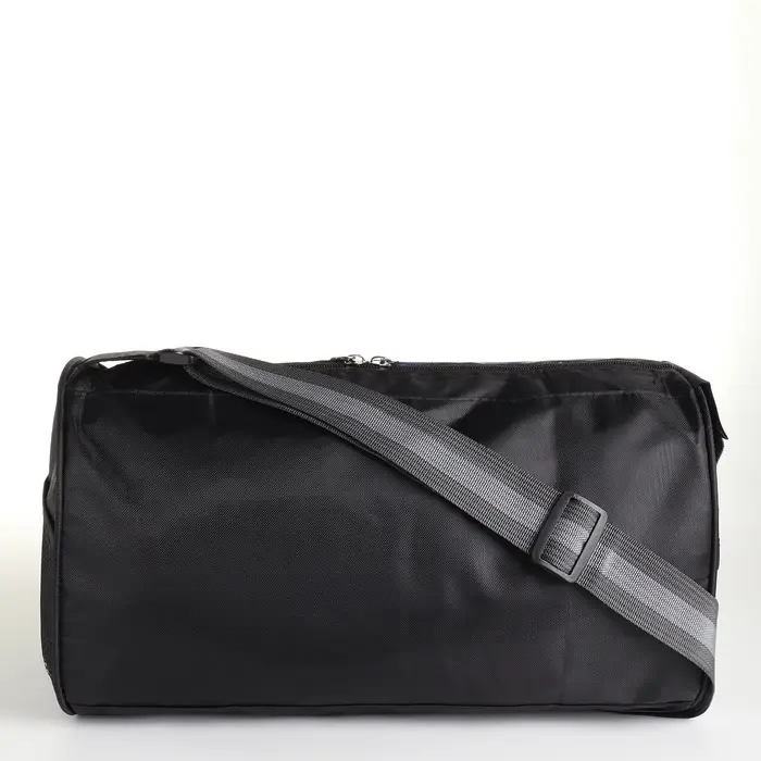 Сумка спортивная, маленькая, боковой сетчатый карман, на молнии, регулируемый ремень, чёрная, синяя