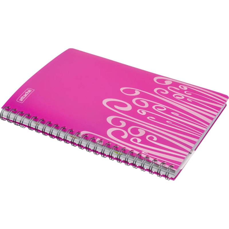 Бизнес-тетрадь А4,140 л,пласт обл, с разд,спир,ATTACHE FANTASY,розов