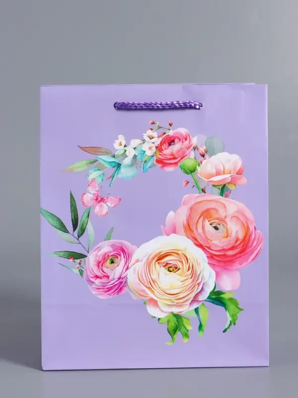 Пакет подарочный "Цветочная симфония" ламинированный 18 х 22,3 х 10 см