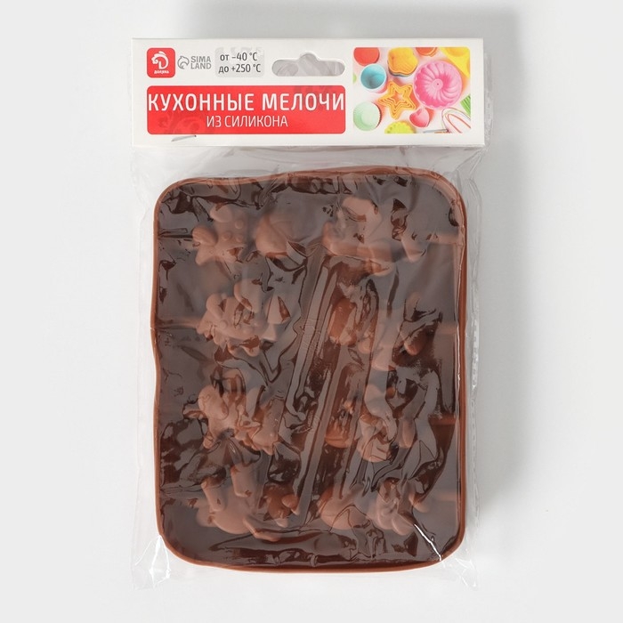 Форма для леденцов Доляна «Дино», силикон, 14×11×1,5 см, 8 ячеек, с палочками, цвет коричневый Форма для леденцов Доляна «Дино», силикон, 14×11×1,5 см, 8 ячеек, с палочками, цвет коричневый