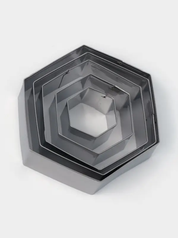 Формы печенья Доляна &laquo;Шестиугольник&raquo;, набор 5 шт., 9.6&times;8.3&times;2.5 см, нержавеющая сталь, серебристые