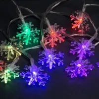 Гирлянда &laquo;Нить&raquo; 3 м с насадками &laquo;Снежинки большие&raquo;, IP20, прозрачная нить, 20 LED, от батареек АА&times;3, свечение мульти