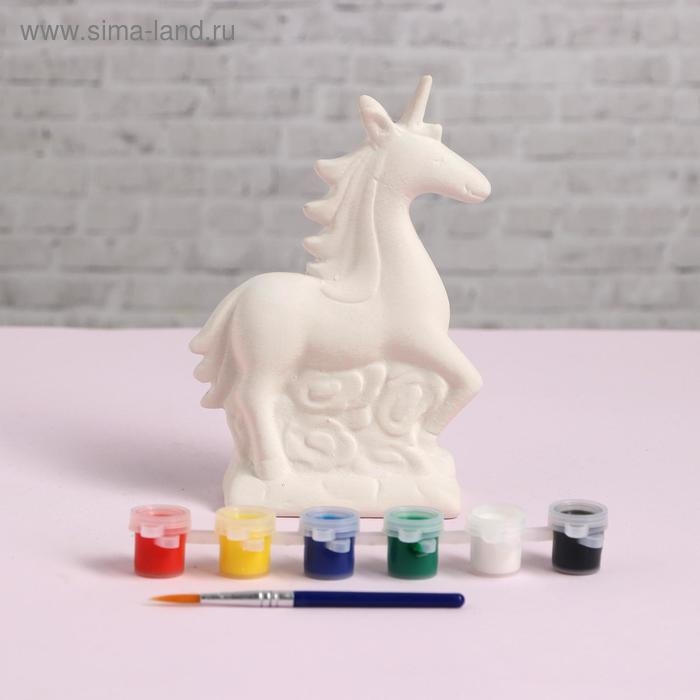 Роспись по гипсу «Единорог» краска 6 цв по 2,5 мл, кисть Роспись по гипсу «Единорог» краска 6 цв по 2,5 мл, кисть